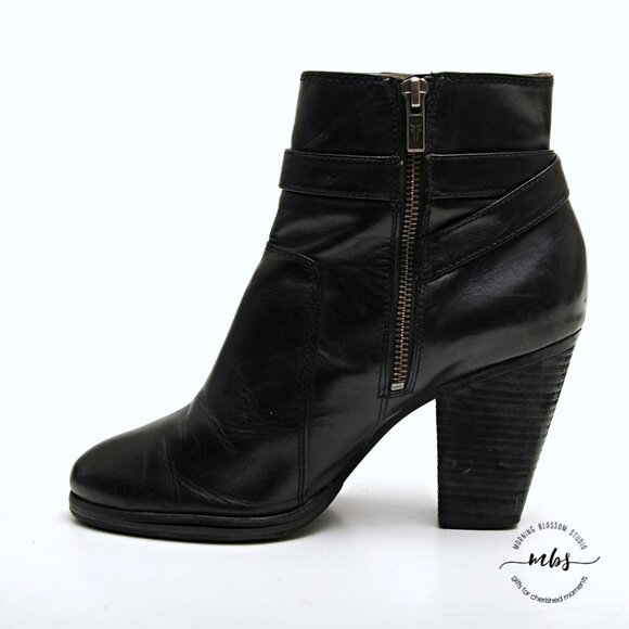 Frye Patty Buckle Side Zip Riding Heeled Booties - Picture 7 of 15